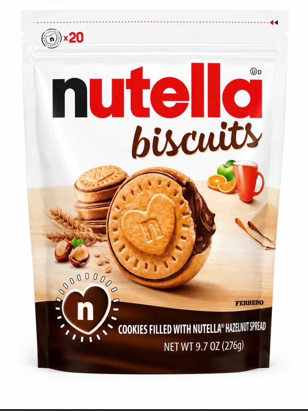 Biscuits Cookies Filled with Hazelnut Spread - Brown 3 packs